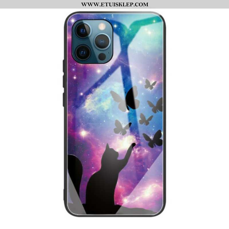 Etui do iPhone 13 Pro Szkło Hartowane Kot I Motyle W Kosmosie